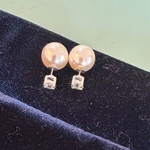 Elegant Rhinestone and Faux Pearl Stud Earrings
